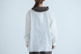 Frill Collar Blouse white×Lgray 3