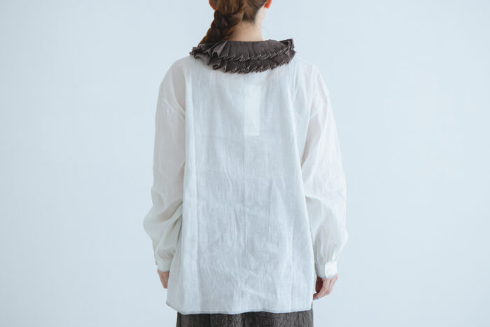 Frill Collar Blouse white×Lgray 3