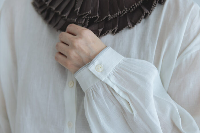 Frill Collar Blouse white×Lgray 5