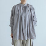 Embroidery Long Blouse silver gray