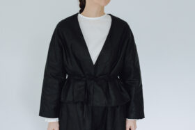 別注 COATING LINEN JAKET ink black 1