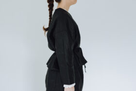 別注 COATING LINEN JAKET ink black 2
