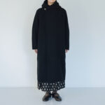 WOOL FELT KNIT HOODIE COAT