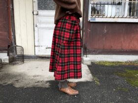 WOOL TARTAN CHECK STRING SKIRT 2