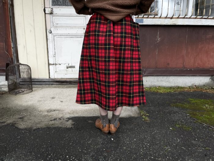 WOOL TARTAN CHECK STRING SKIRT 3