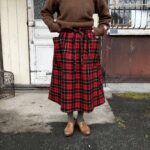 WOOL TARTAN CHECK STRING SKIRT