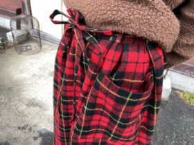 WOOL TARTAN CHECK STRING SKIRT 4