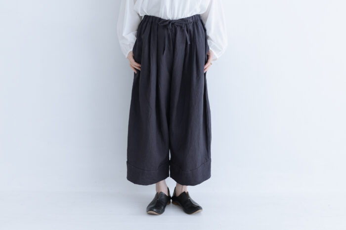 R170 LINEN BAKER WIDE PANTS charcoal 1