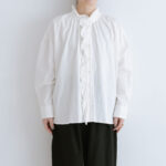 予約 LA232 LIGHT DENIM ORDINARY FRILL BLOUSE white denim 8月中〜8月末