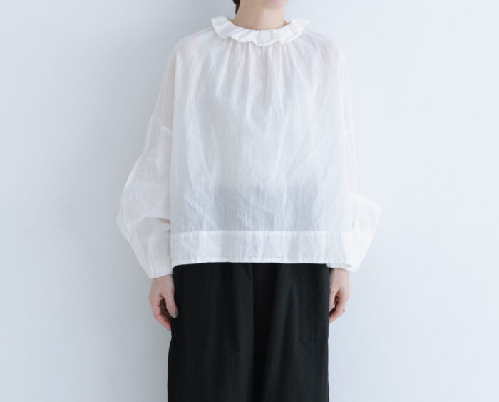 G843 2WAY DOUBLE FRILL COLLAR BLOUSE white 1