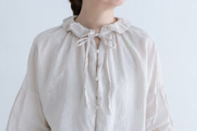 G843 2WAY DOUBLE FRILL COLLAR BLOUSE grayish white 4