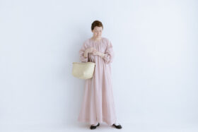 R181 AIRY GATHER ONE PIECE pink 6