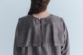 Khadi Silk Back Button Sailor Blouse   gray 4