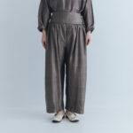 Khadi Silk  Wide Belt Tuck Pants gray