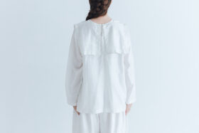 Khadi Silk Back Button Sailor Blouse   B.White 3