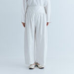 Khadi Silk  Wide Belt Tuck Pants white