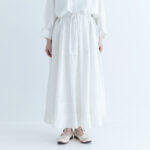 Kadi Silk Gather Tuck Skirt  white