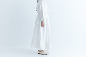 Kadi Silk Gather Tuck Skirt  white 2