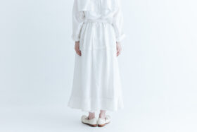 Kadi Silk Gather Tuck Skirt  white 3