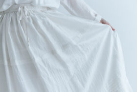 Kadi Silk Gather Tuck Skirt  white 4