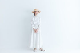 Kadi Silk Gather Tuck Skirt  white 5