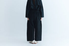 BN5002 Khadi Silk  Wide Belt Tuck Pants black 3