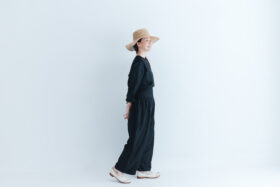 BN5002 Khadi Silk  Wide Belt Tuck Pants black 5