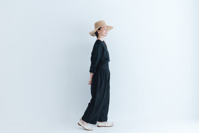 BN5002 Khadi Silk  Wide Belt Tuck Pants black 5