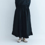 Kadi Silk Gather Tuck Skirt  black