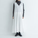 予約 G870 SWICHING BOX PLEATED NO SLEEVE DRESS white  9月末〜10月初