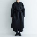 G872 COATING LINEN QUILT COAT black