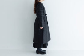 予約 G872 COATING LINEN QUILT COAT black 10月初〜10月中 2