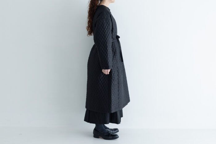 予約 G872 COATING LINEN QUILT COAT black 10月初〜10月中 2
