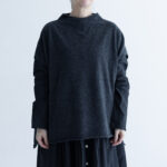 予約 G874 BOTTLE NECK KNIT VEST charcoal black 10月初〜10月中