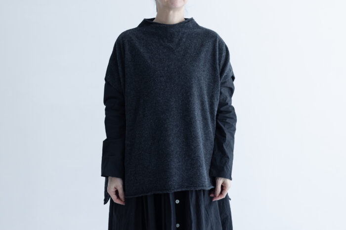予約 G874 BOTTLE NECK KNIT VEST charcoal black 10月初〜10月中 1