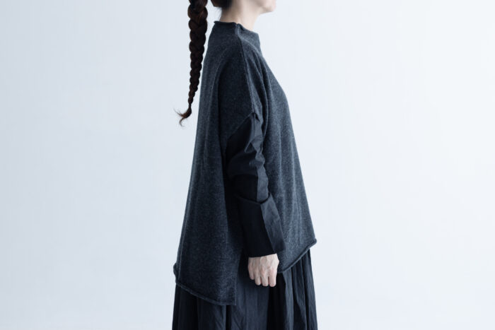 予約 G874 BOTTLE NECK KNIT VEST charcoal black 10月初〜10月中 2