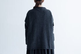 予約 G874 BOTTLE NECK KNIT VEST charcoal black 10月初〜10月中 3