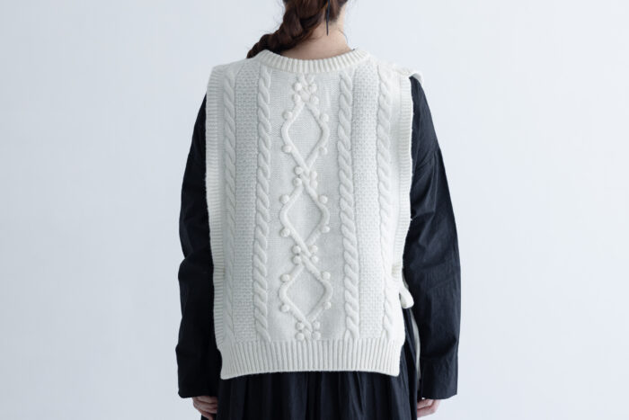 予約 G878 ARAN KNIT STRING VEST milk 10月中〜10月末 3