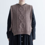 予約 G878 ARAN KNIT STRING VEST coffee 10月中〜10月末