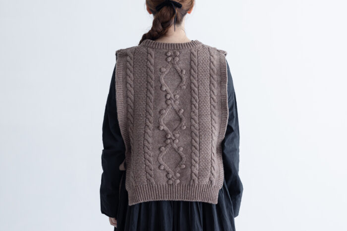 予約 G878 ARAN KNIT STRING VEST coffee 10月中〜10月末 3