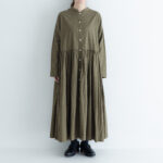 G873 SWITCHING GATHER SHIRT DRESS olive