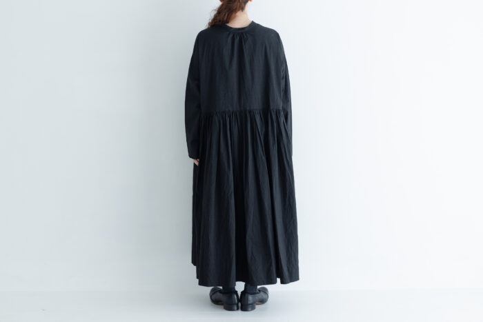 予約 G873 SWITCHING GATHER SHIRT DRESS fade black 10月初〜10月中 3