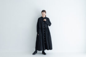 予約 G873 SWITCHING GATHER SHIRT DRESS fade black 10月初〜10月中 5