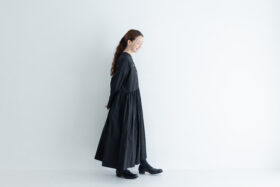 予約 G873 SWITCHING GATHER SHIRT DRESS fade black 10月初〜10月中 6