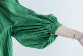 GARMENT DYE GATHER SMOCK  green 4