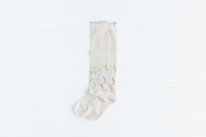 floral long socks white 1