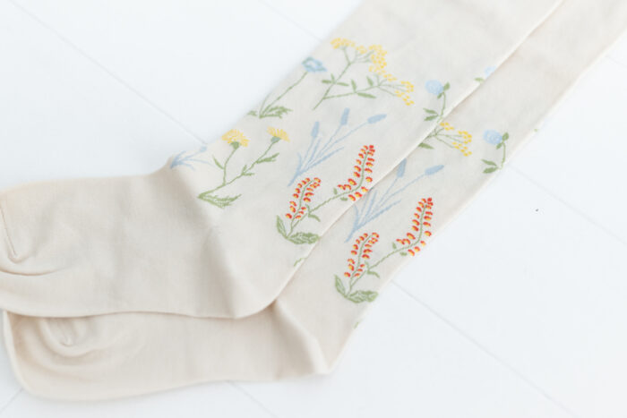 floral long socks white 3