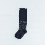 floral long socks black