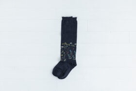 floral long socks black 1