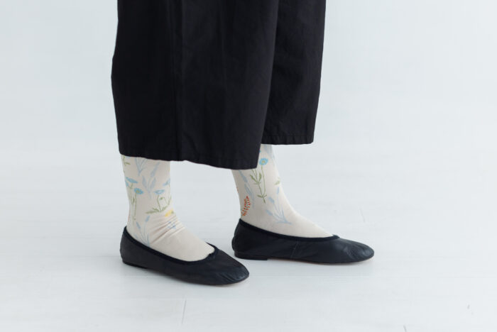 floral long socks white 5